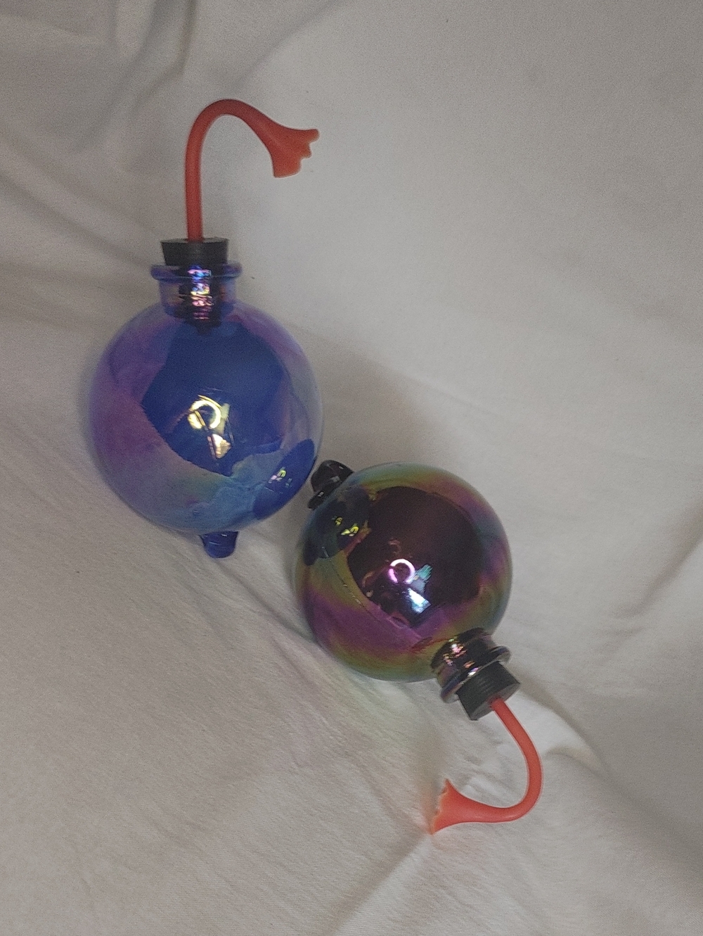Hand-blown Glass Hummingbird Orbs.